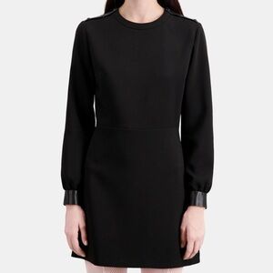 The Kooples Short Black Dress with Leather Trim